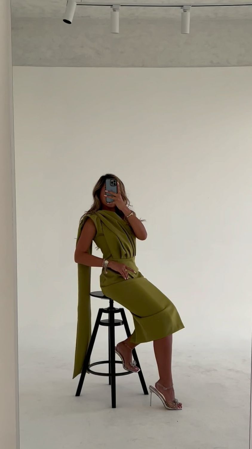 Draped one-shoulder dress