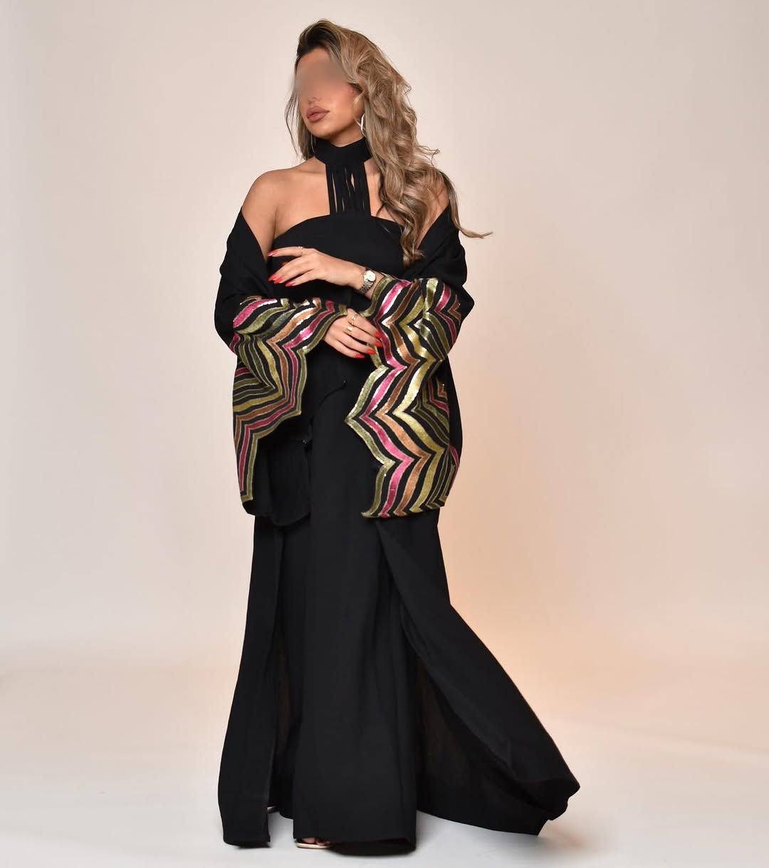 Chevron-sleeve kaftan