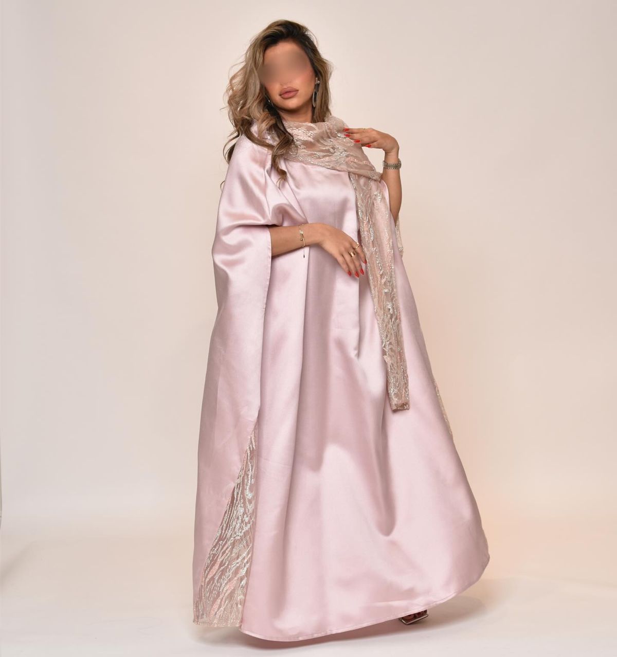 Embroidered satin kaftan