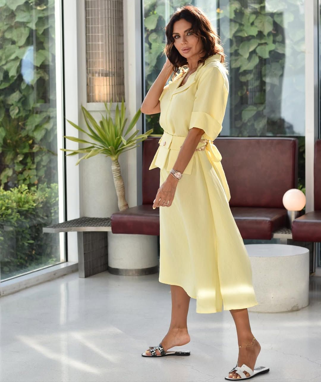 Linen safari dress